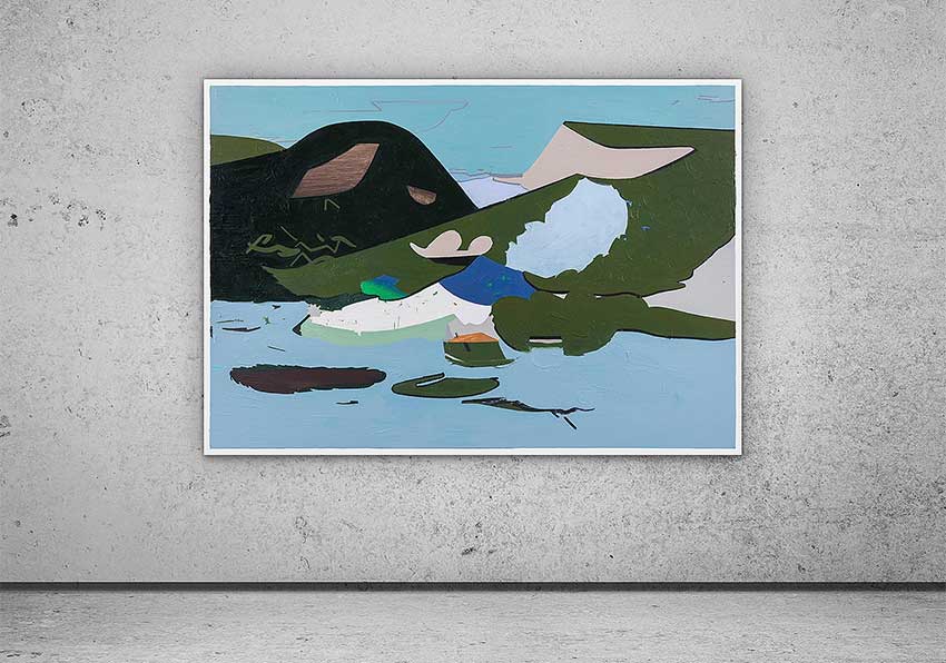 Landscape artwork by Chinese artist Xu Cong on cement wall