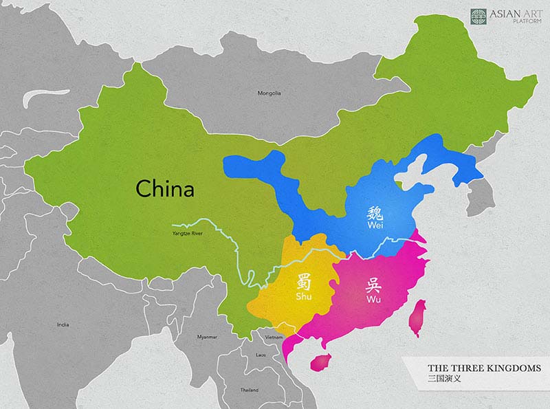 Map which shows the three kingdoms from china
